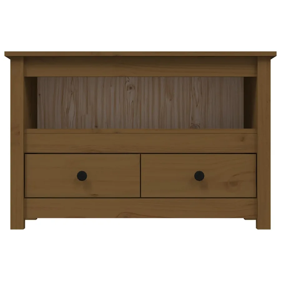 Meuble TV Marron miel 79x35x52 cm Bois de pin massif - 6