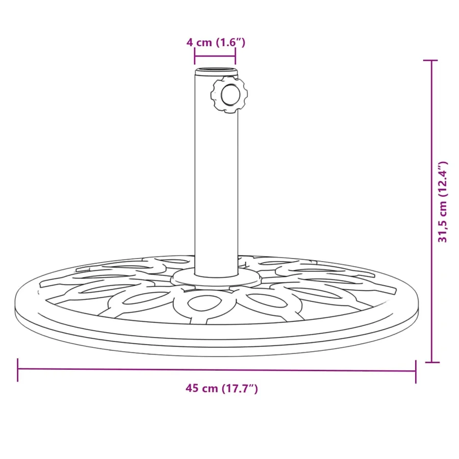 Base de parasol pour mâts Ø38 / 48 mm 12 kg rond - 8