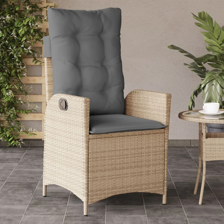 Chaises inclinables jardin lot de 2 et coussins résine tressée - 3