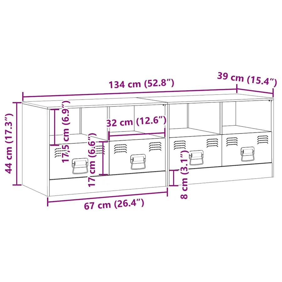 Meubles TV 2 pcs jaune moutarde 67x39x44 cm acier - 12