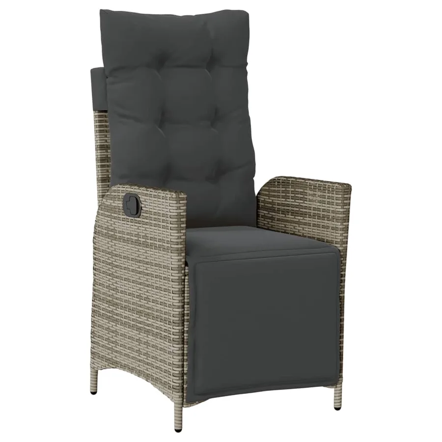Chaise inclinable de jardin et repose-pied gris résine tressée - 2