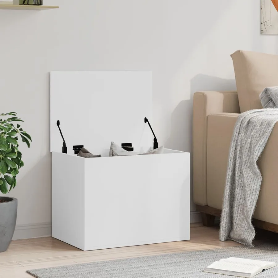 Boîte de rangement blanc 60x42x46 cm bois d'ingénierie - 3