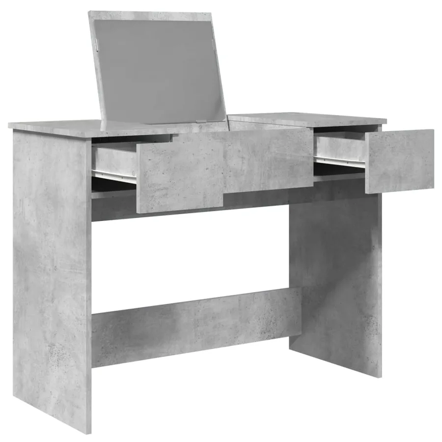 Coiffeuse avec miroir gris béton 100x45x76 cm - 4