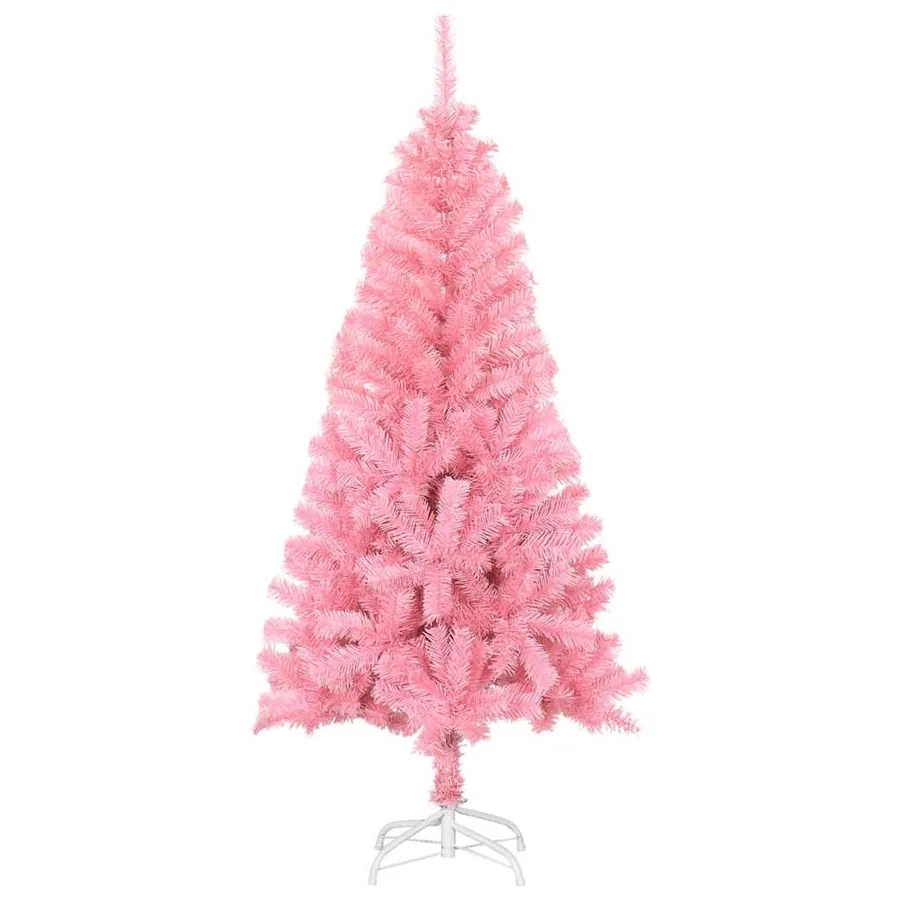Sapin de Noël artificiel avec support rose 150 cm PVC - 2