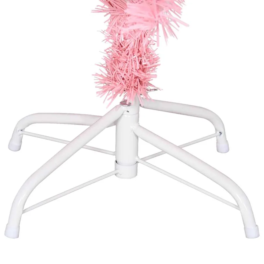 Sapin de Noël artificiel avec support rose 150 cm PVC - 5