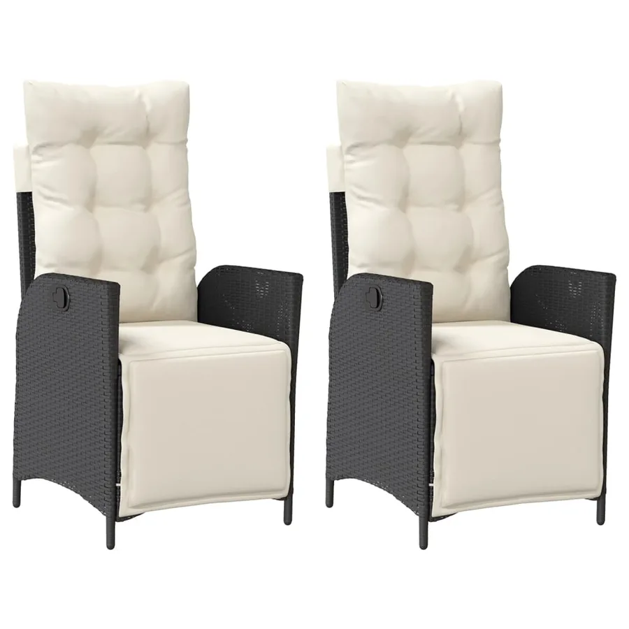 Chaises inclinables de jardin lot de 2 repose-pied noir rotin - 2