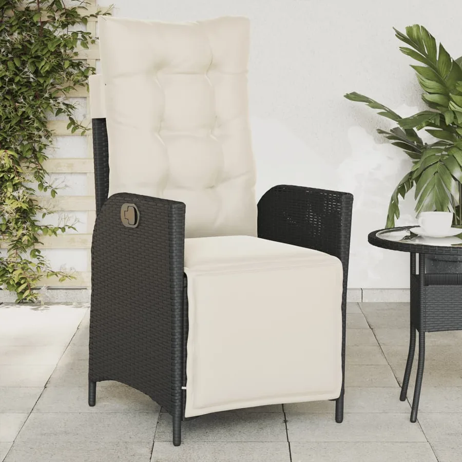 Chaises inclinables de jardin lot de 2 repose-pied noir rotin - 3