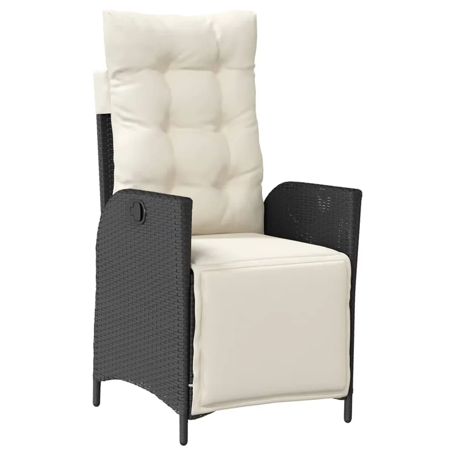 Chaises inclinables de jardin lot de 2 repose-pied noir rotin - 4