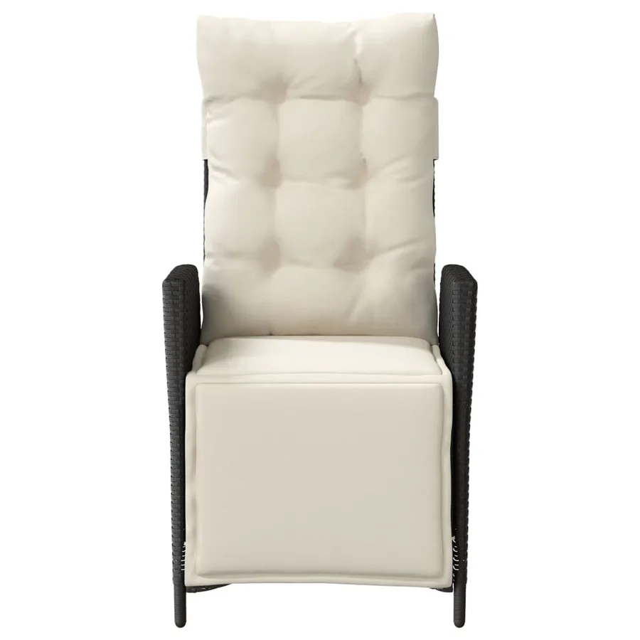 Chaises inclinables de jardin lot de 2 repose-pied noir rotin - 5