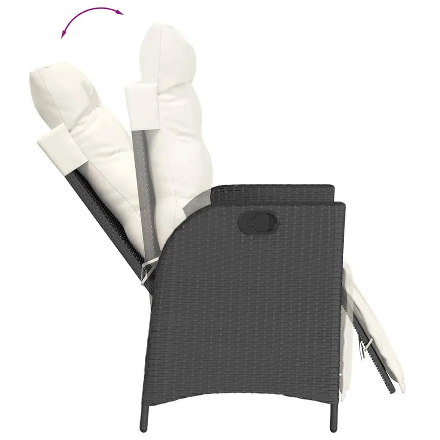 Chaises inclinables de jardin lot de 2 repose-pied noir rotin - 8
