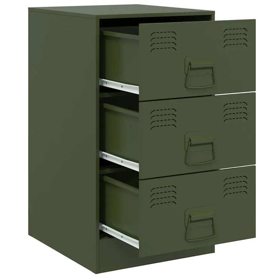 Tables de chevet 2 pcs vert olive 34,5x39x62 cm acier - 6