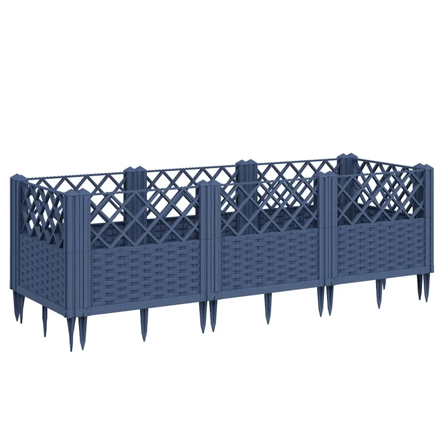 Jardinière avec piquets bleu gris 123,5x43,5x43,5 cm PP - 2