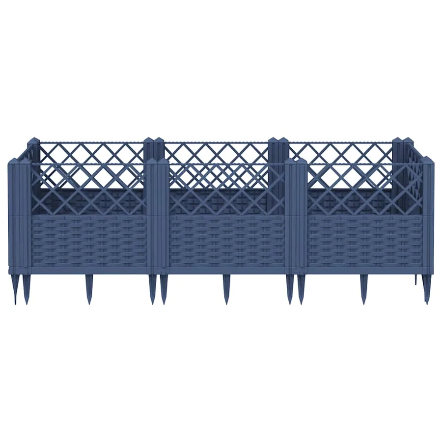 Jardinière avec piquets bleu gris 123,5x43,5x43,5 cm PP - 3