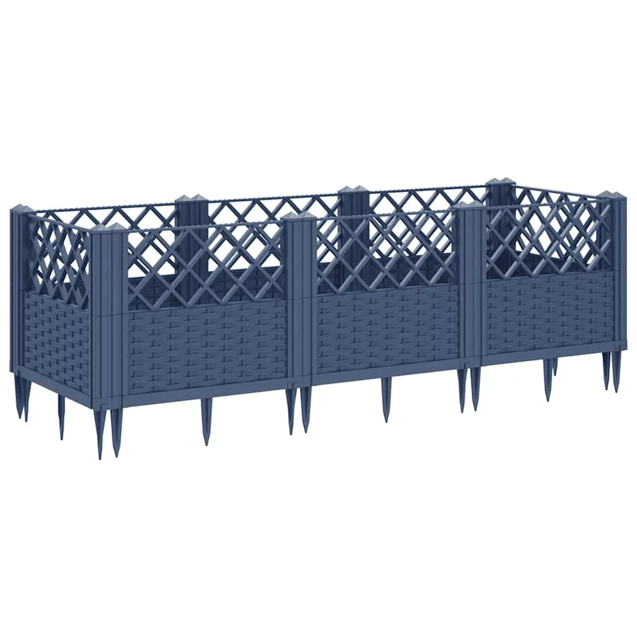 Jardinière avec piquets bleu gris 123,5x43,5x43,5 cm PP - 5