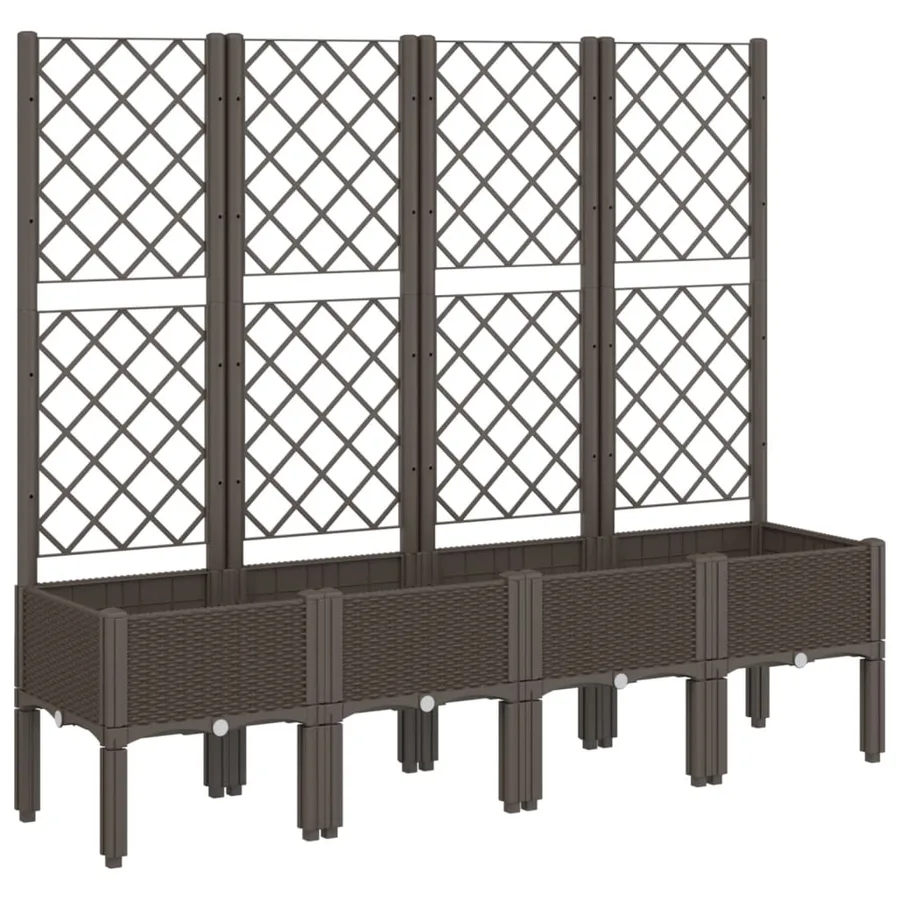 Jardinière avec treillis marron 160x40x142 cm PP - 2