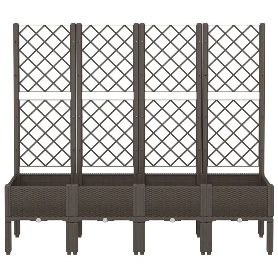 Jardinière avec treillis marron 160x40x142 cm PP - 3