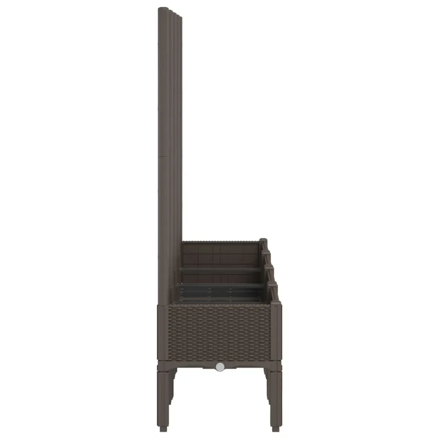Jardinière avec treillis marron 160x40x142 cm PP - 4
