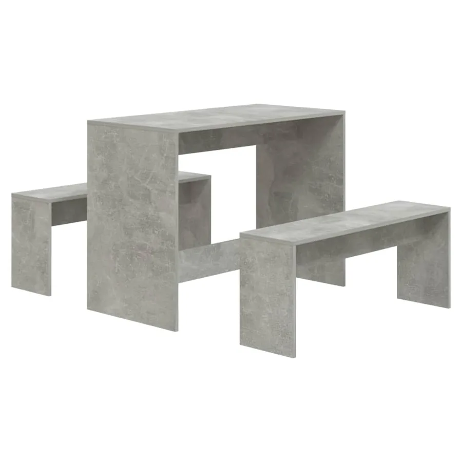 Ensemble à manger 3 pcs Gris béton Bois d'ingénierie - 2