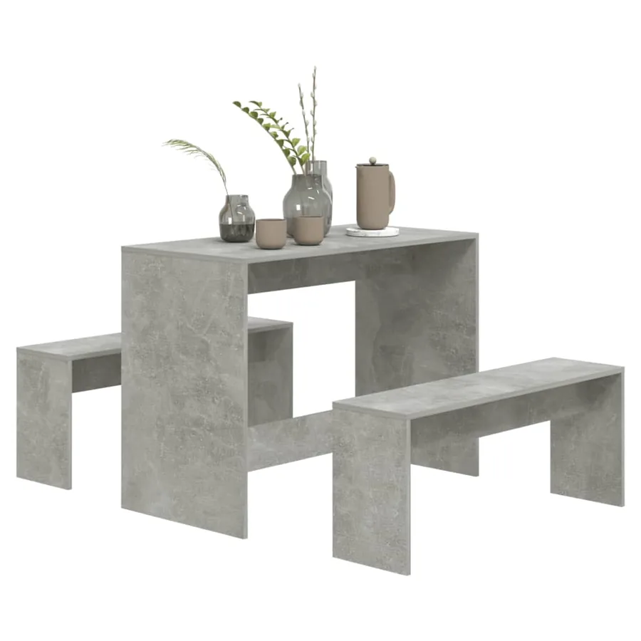 Ensemble à manger 3 pcs Gris béton Bois d'ingénierie - 4