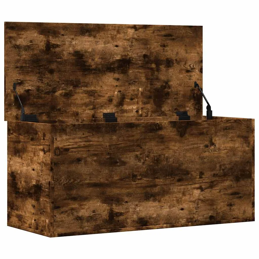 Boîte de rangement chêne fumé 100x42x46 cm bois d'ingénierie - 7