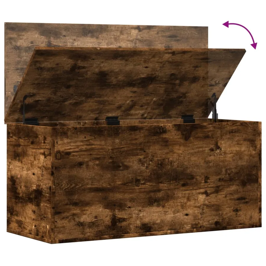 Boîte de rangement chêne fumé 100x42x46 cm bois d'ingénierie - 8