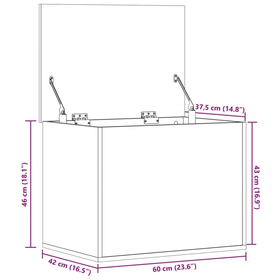 Boîte de rangement sonoma gris 60x42x46 cm bois d'ingénierie - 11