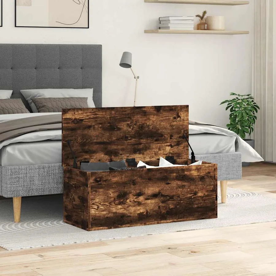 Boîte de rangement chêne fumé 90x35x35 cm bois d'ingénierie - 3