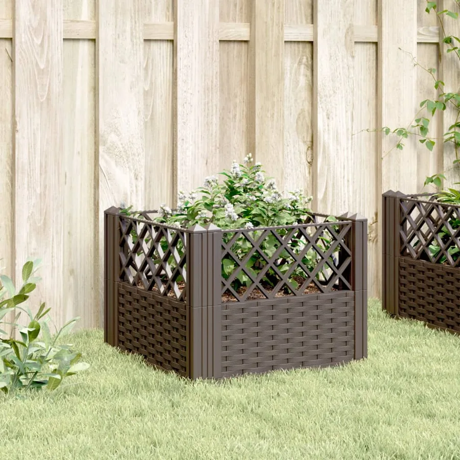 Jardinière avec piquets marron 43,5x43,5x43,5 cm PP - 3