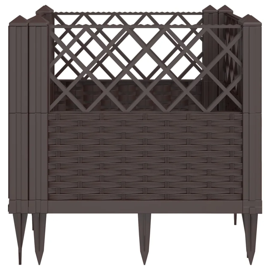 Jardinière avec piquets marron 43,5x43,5x43,5 cm PP - 4