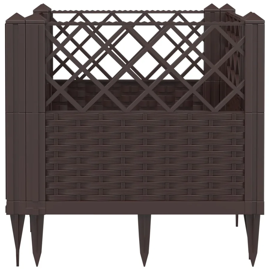 Jardinière avec piquets marron 43,5x43,5x43,5 cm PP - 5