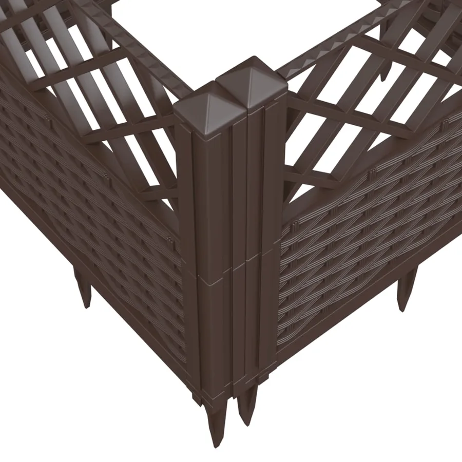 Jardinière avec piquets marron 43,5x43,5x43,5 cm PP - 7