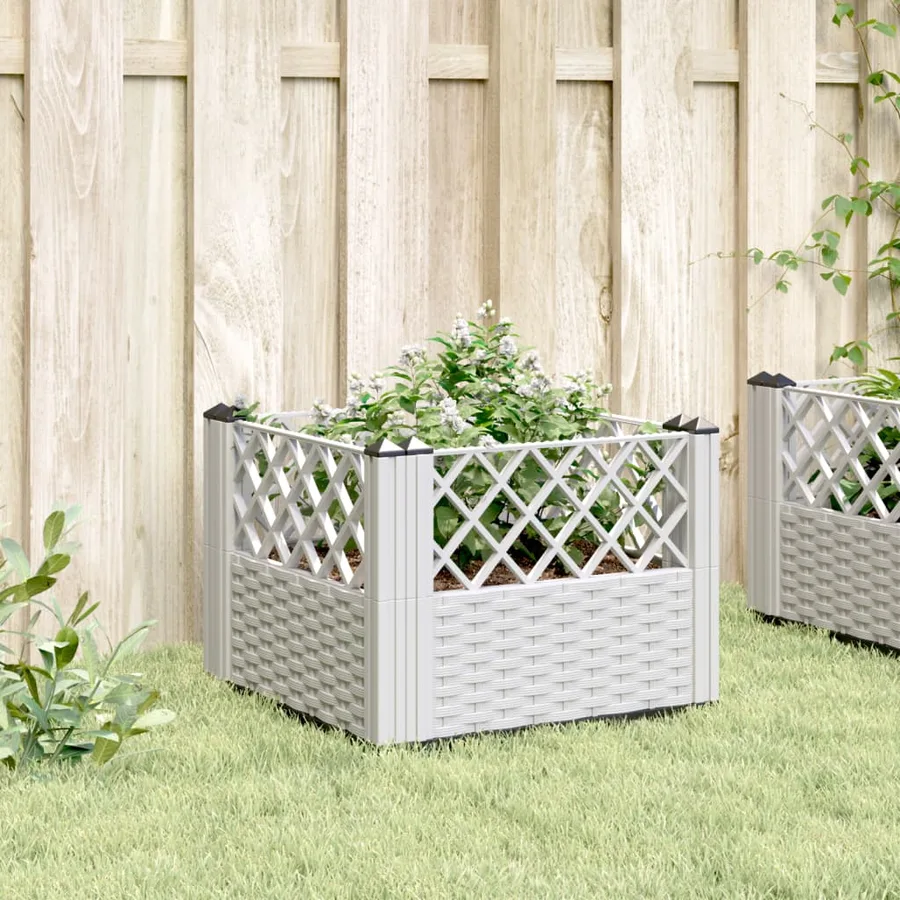 Jardinière avec piquets blanc 43,5x43,5x43,5 cm PP - 3