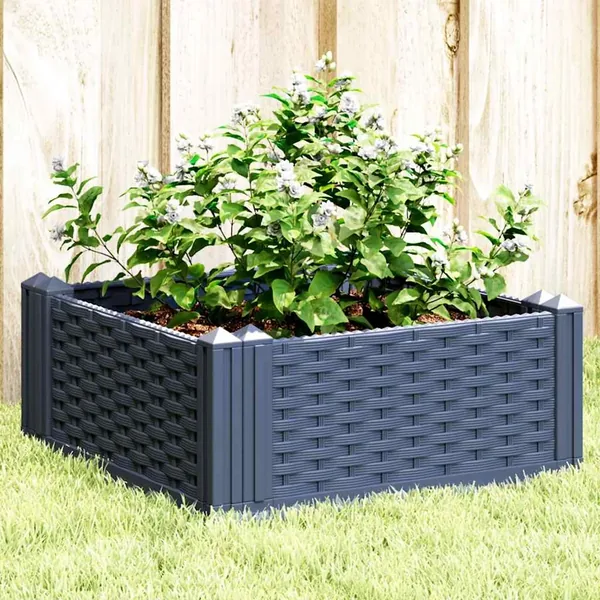 Jardinière avec piquets bleu gris 42,5x42,5x28,5 cm PP