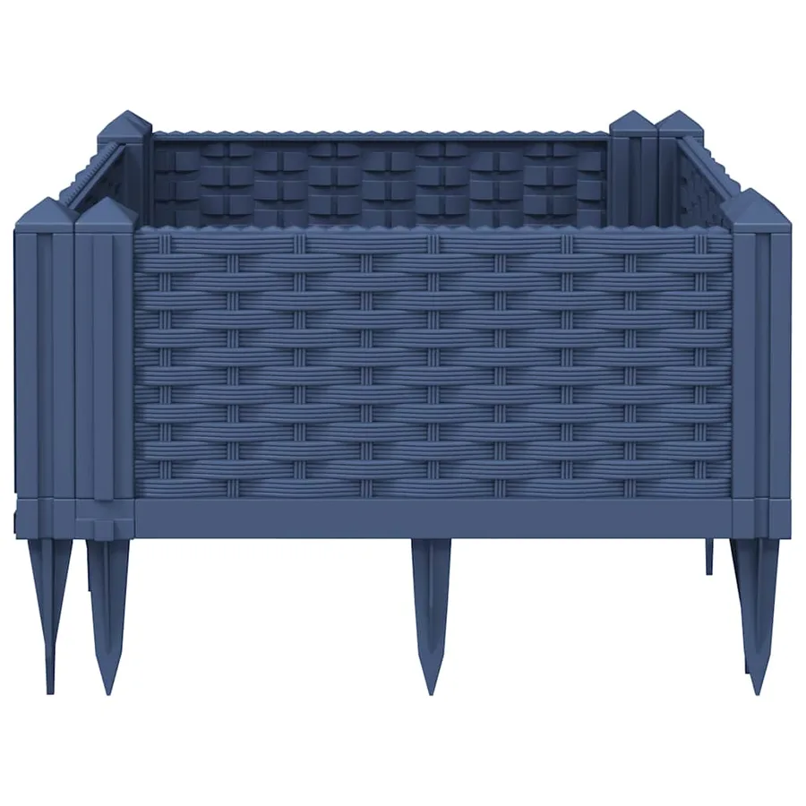 Jardinière avec piquets bleu gris 42,5x42,5x28,5 cm PP - 4