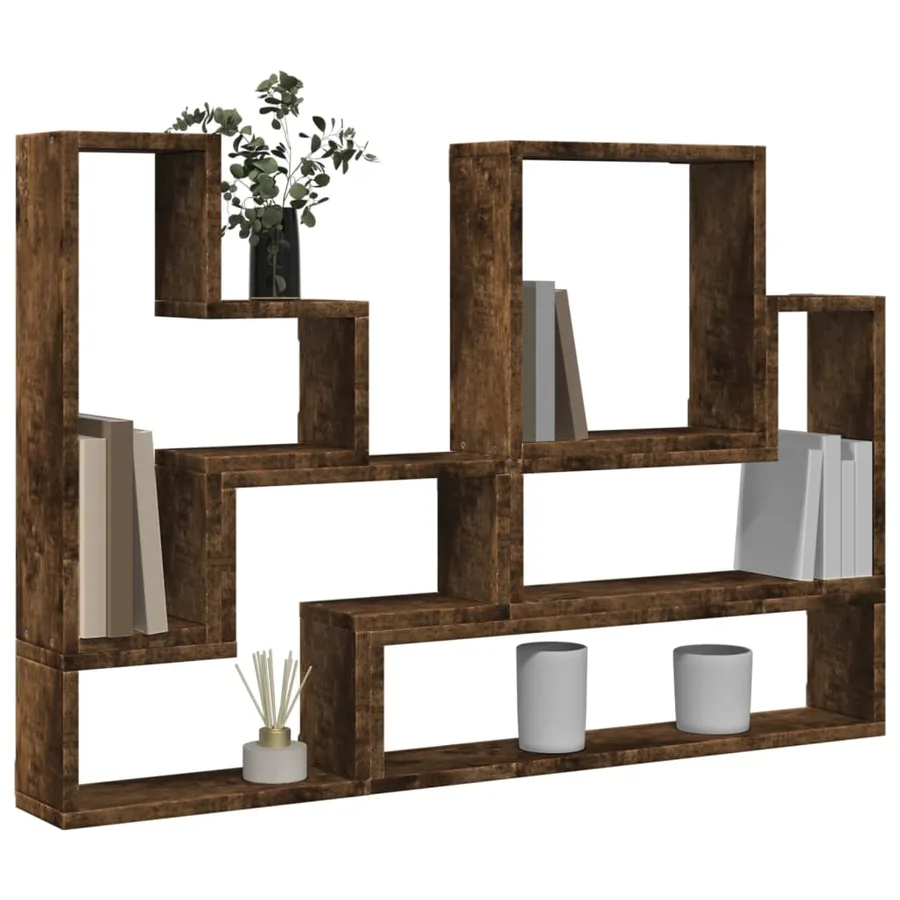 Étagère murale chêne fumé 96x12x64 cm bois d'ingénierie - 4