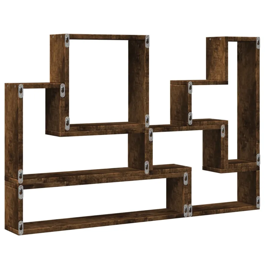Étagère murale chêne fumé 96x12x64 cm bois d'ingénierie - 8