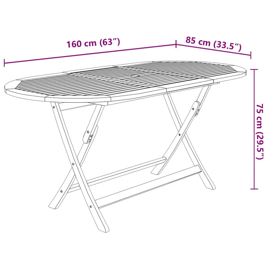 Ensemble à manger de jardin pliable 7 pcs bois d'acacia solide - 8