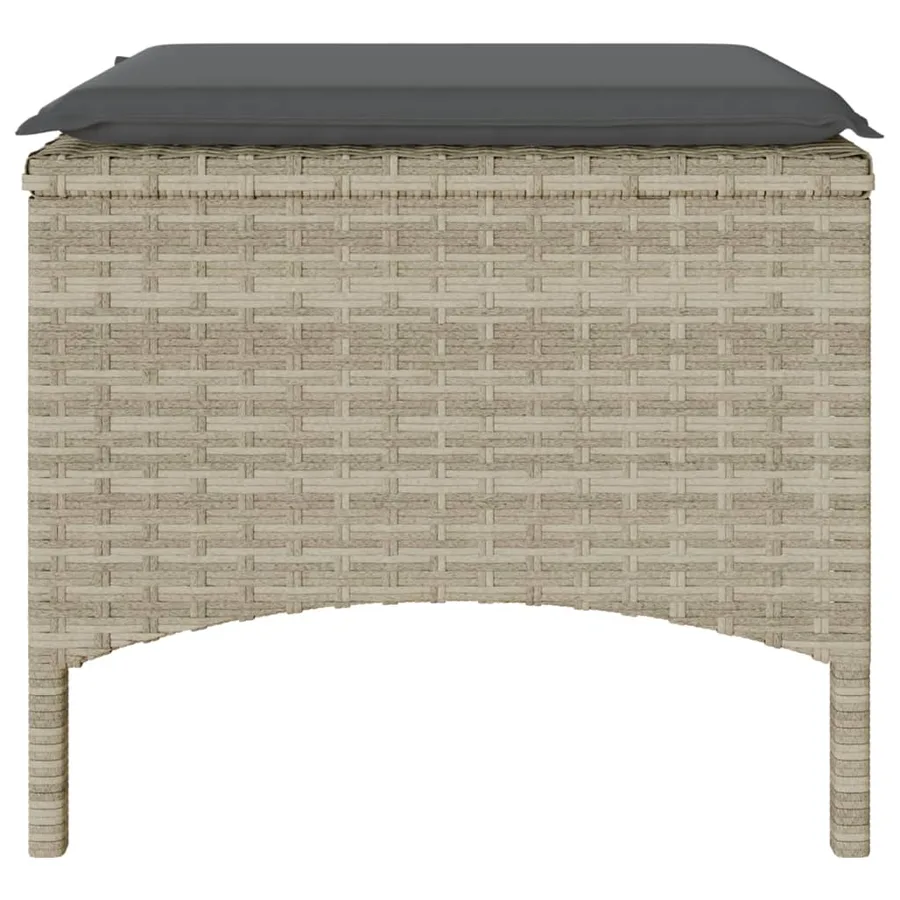 Canapé de jardin 2 places avec table tabourets gris clair rotin - 9