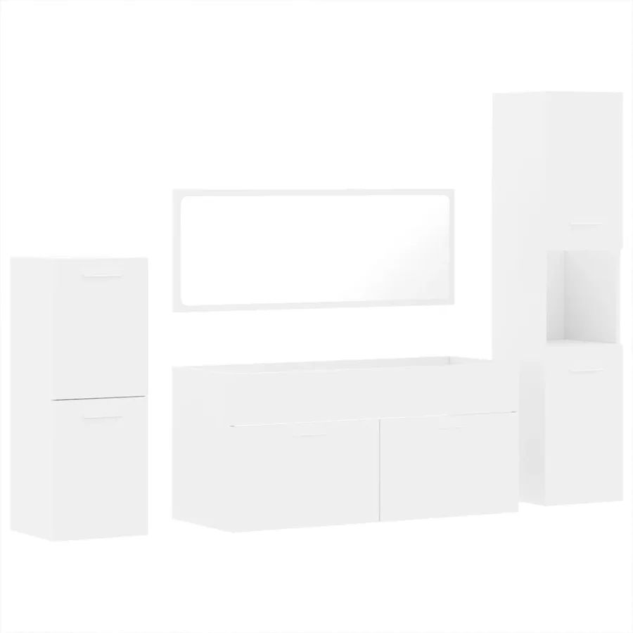 Ensemble de meubles salle de bain 4 pcs blanc bois d'ingénierie - 2