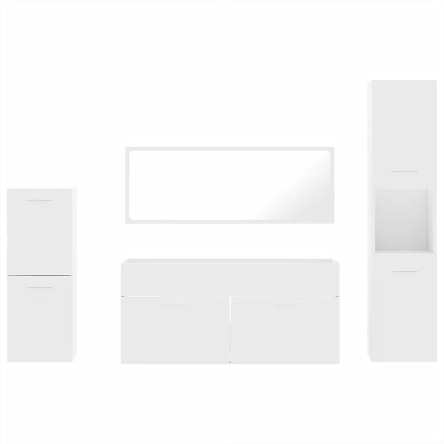Ensemble de meubles salle de bain 4 pcs blanc bois d'ingénierie - 5