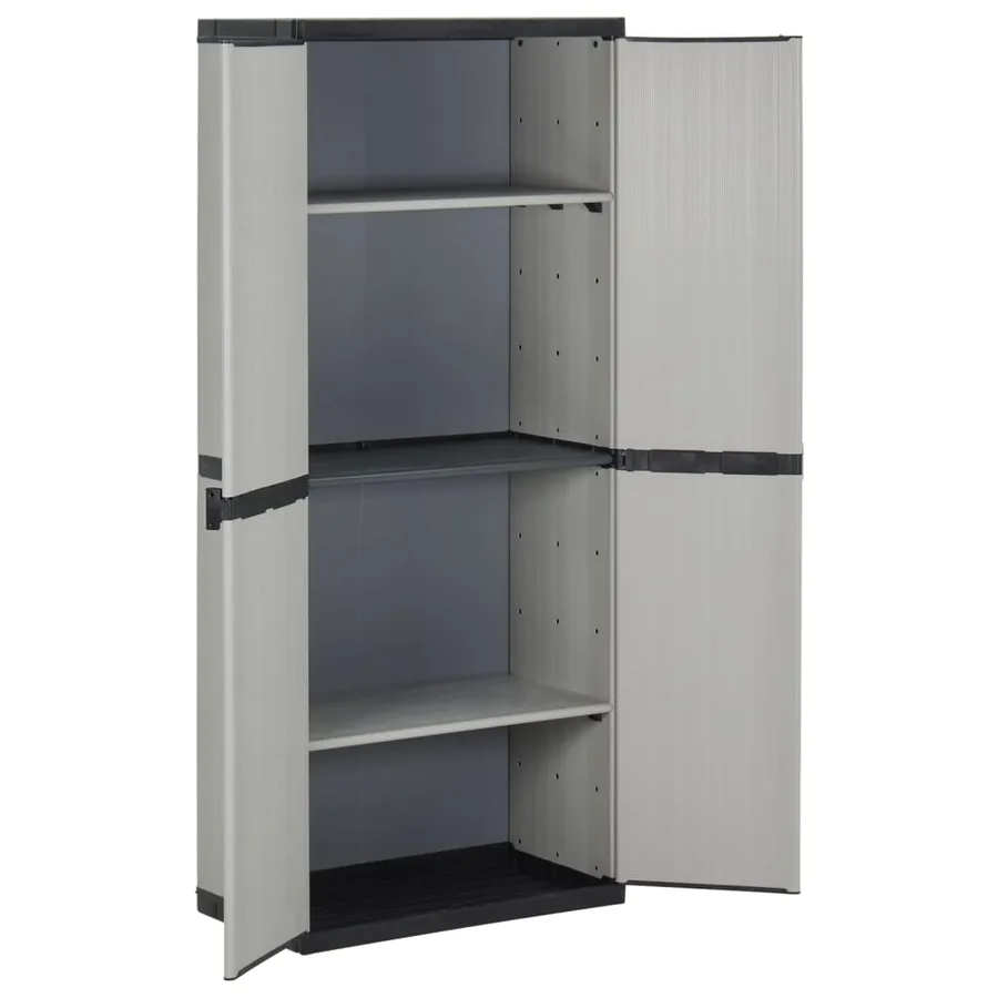 Armoire de rangement de jardin 3 étagères Gris/noir 68x40x168cm - 3
