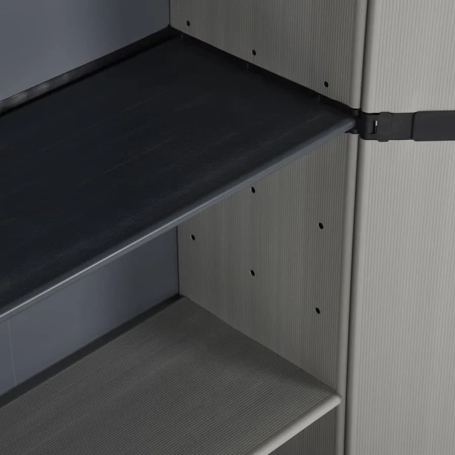 Armoire de rangement de jardin 3 étagères Gris/noir 68x40x168cm - 8