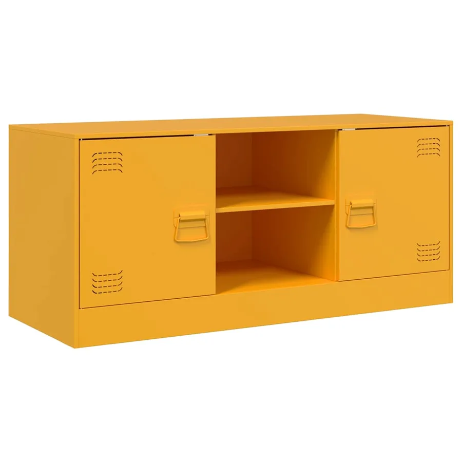 Meuble TV jaune moutarde 99x39x44 cm acier - 7