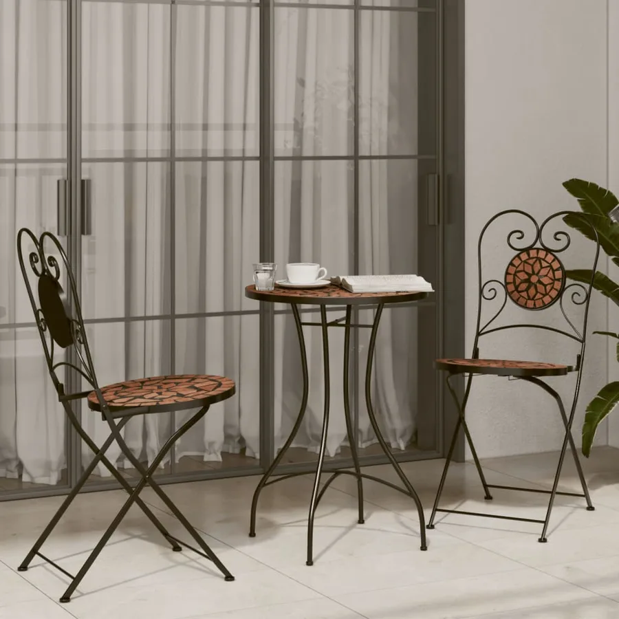 Table de bistro mosaïque terre cuite Ø50x70 cm céramique - 3
