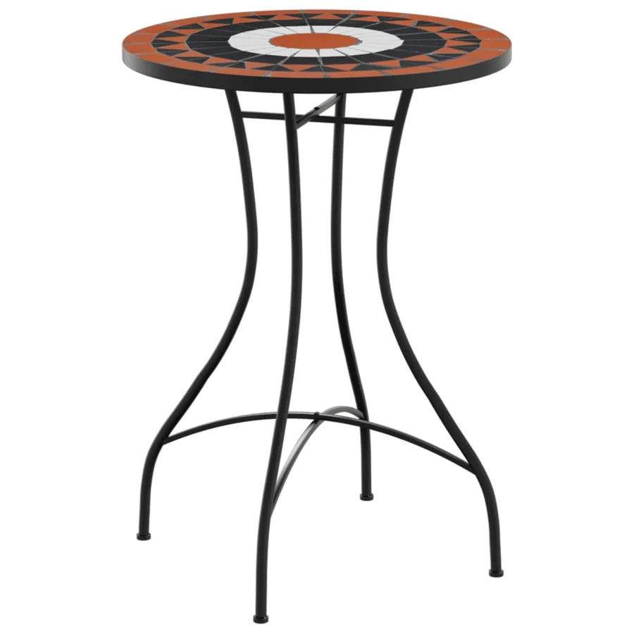 Table de bistro mosaïque terre cuite blanc Ø50x70 cm céramique - 2