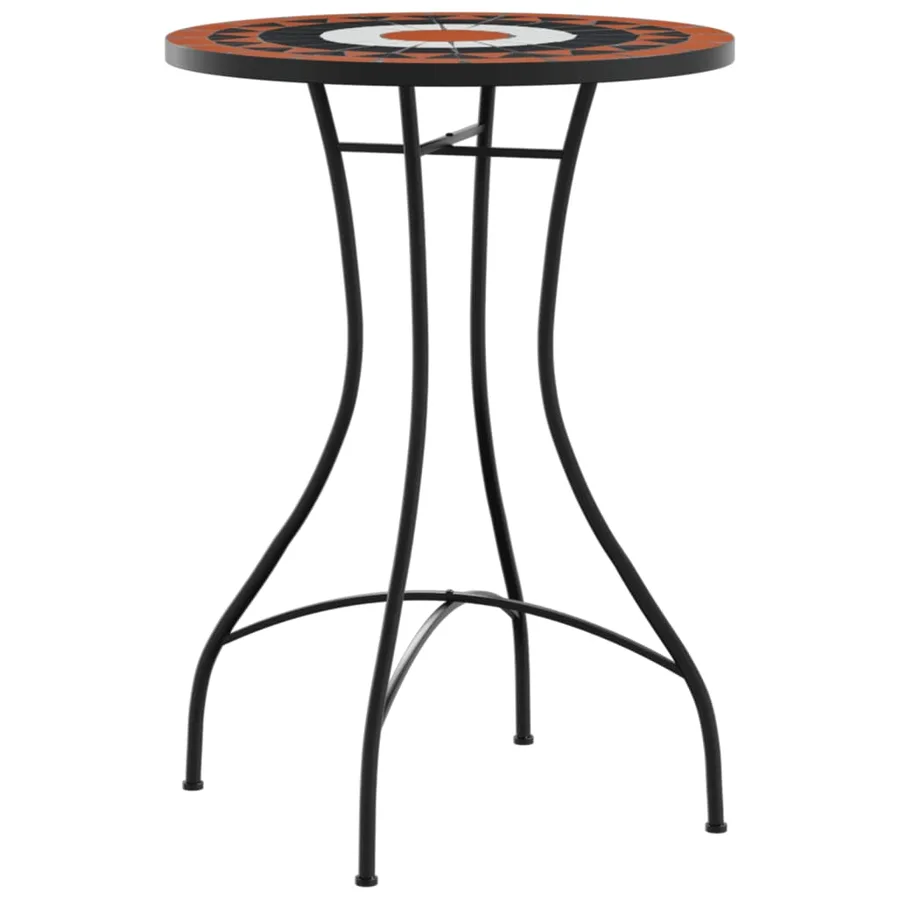 Table de bistro mosaïque terre cuite blanc Ø50x70 cm céramique - 4
