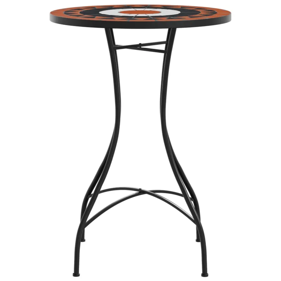 Table de bistro mosaïque terre cuite blanc Ø50x70 cm céramique - 5