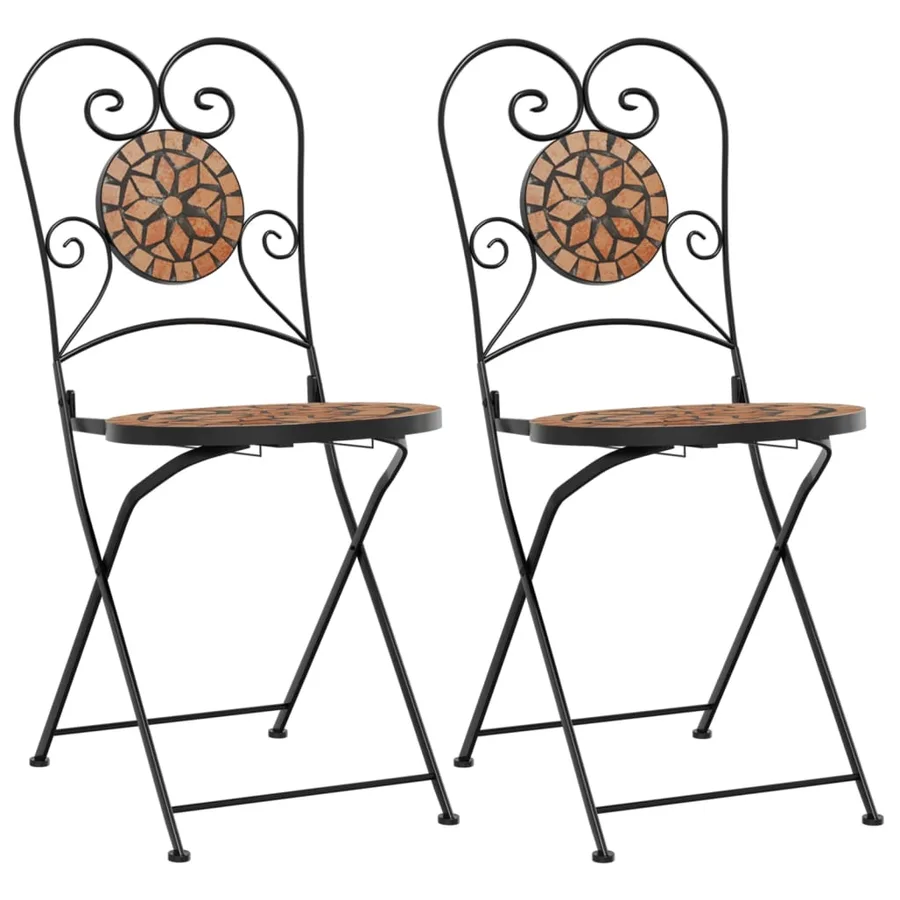 Chaises de bistrot pliables lot de 2 terre cuite céramique - 2