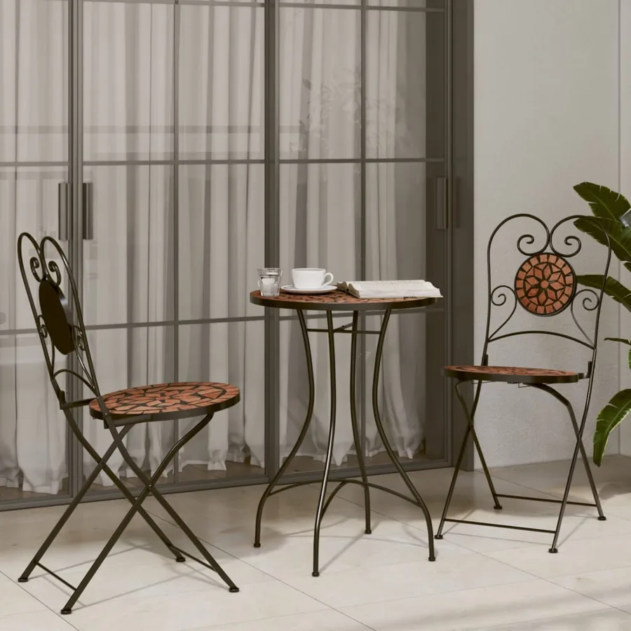Chaises de bistrot pliables lot de 2 terre cuite céramique - 3