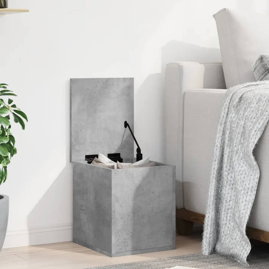 Boîte de rangement gris béton 30x35x35 cm bois d'ingénierie - 3